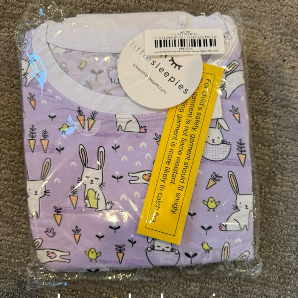 Little sleepies lavender bunnies size 12/14